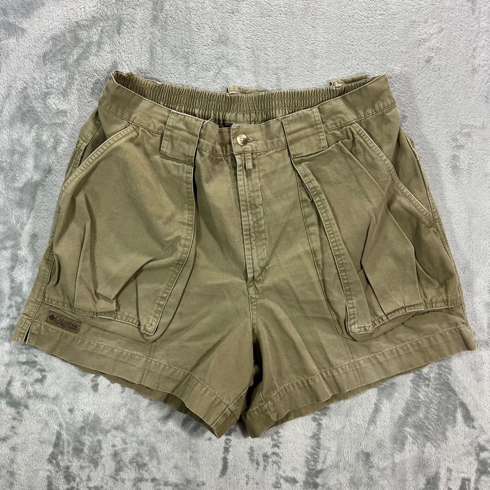 Columbia Sportswear Mens Large Khaki Vintage 90s Cotton Cargo Shorts S97 AM4012